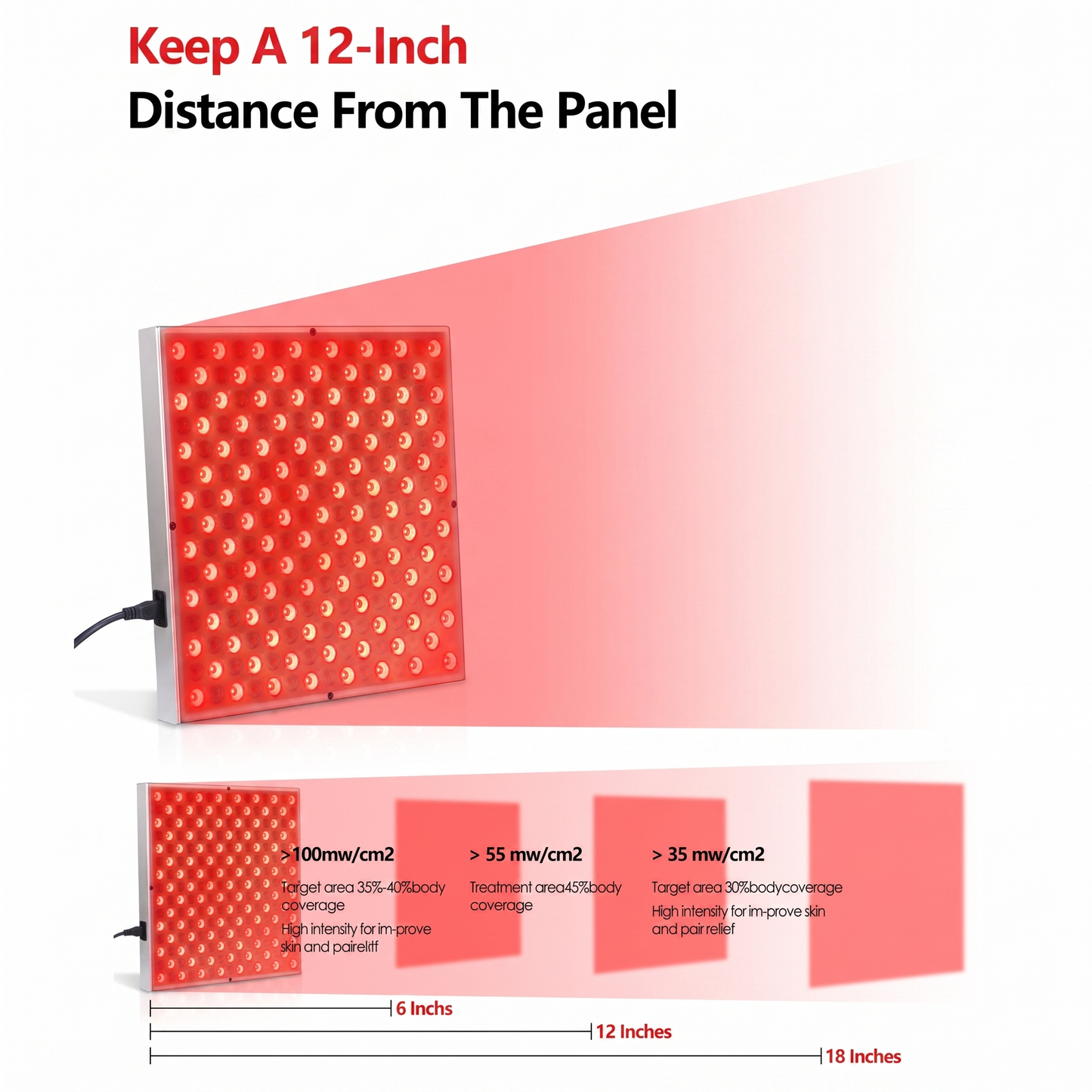 LED Red Light Therapy Panel | 225 LEDs 660nm 850nm